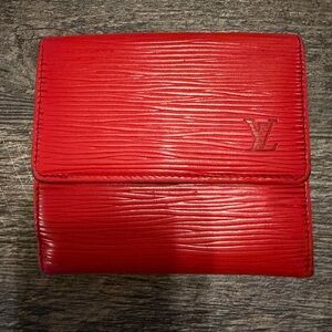 Louis Vuitton Elise Compact Trifold Wallet in Red Epi Leather Vintage EUC